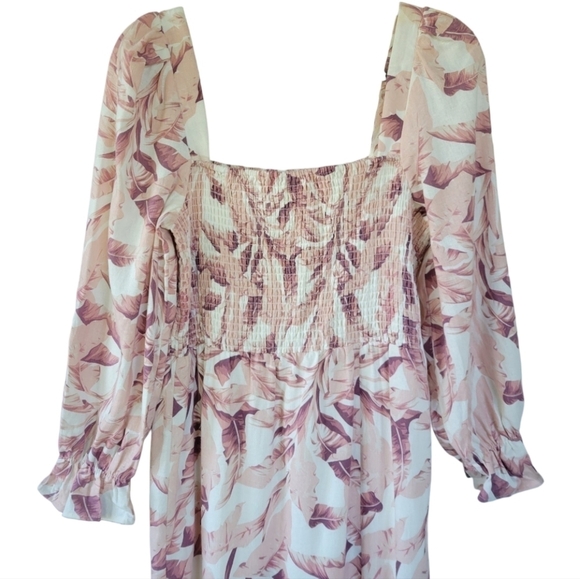 House of Harlow 1960 Sz M Tropical Floral Peasant Boho Midi Dress - Picture 7 of 15